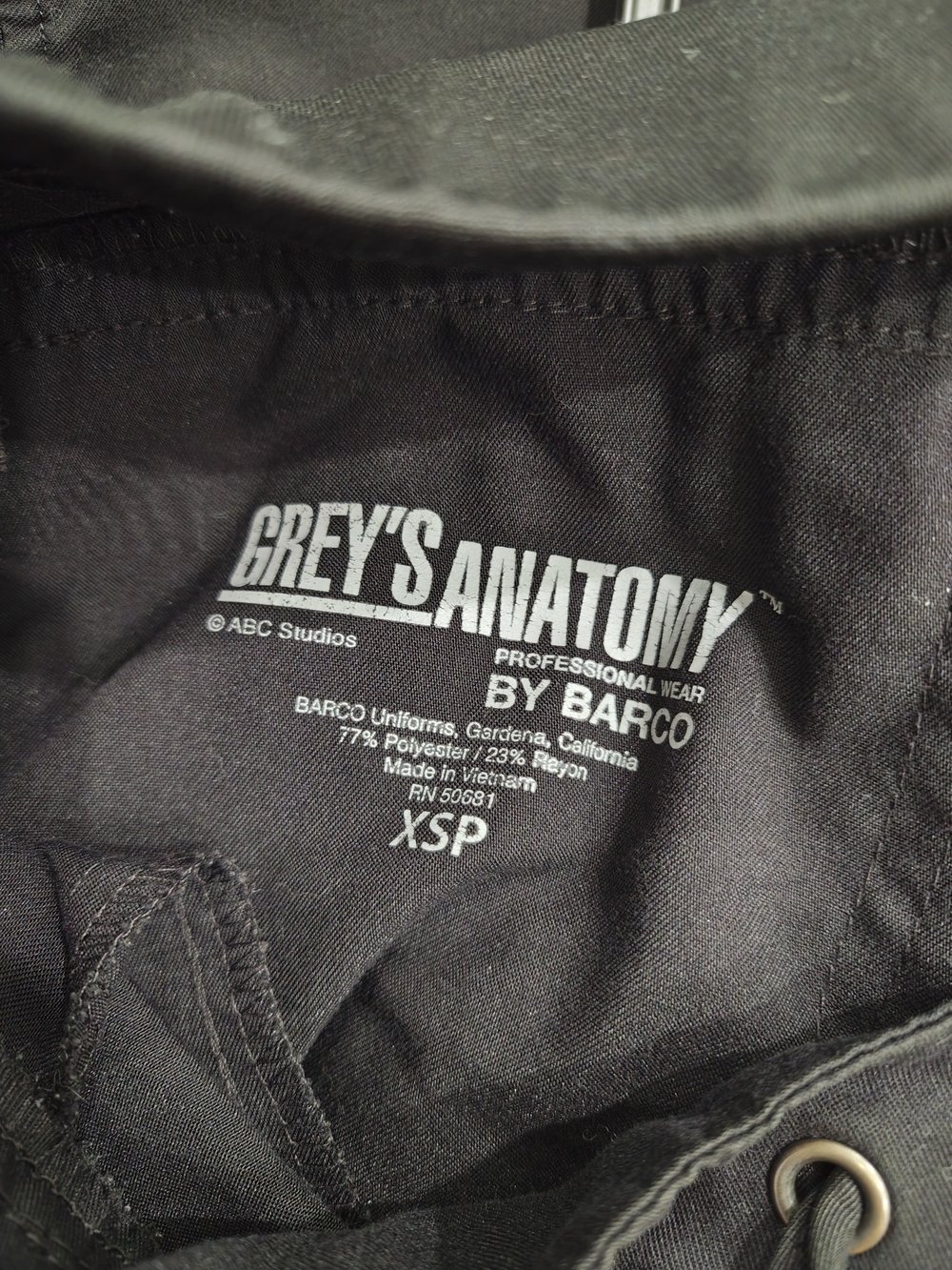 Grey's Anatomy Black Straight-Leg Drawstring Utility Scrub Pants - Picture 3 of 6
